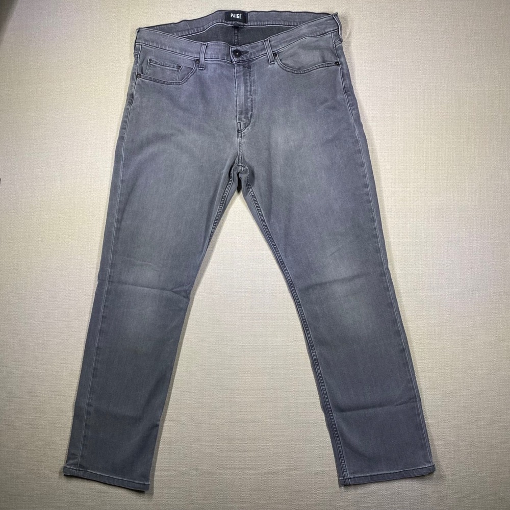 Paige Mens Federal Grey Straight Leg Jeans Size 36 Denim 5-Pocket Classic Wash